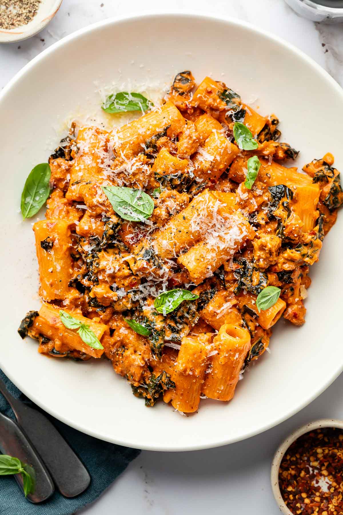 Spicy Rigatoni With Sausage & Calabrian Chilis